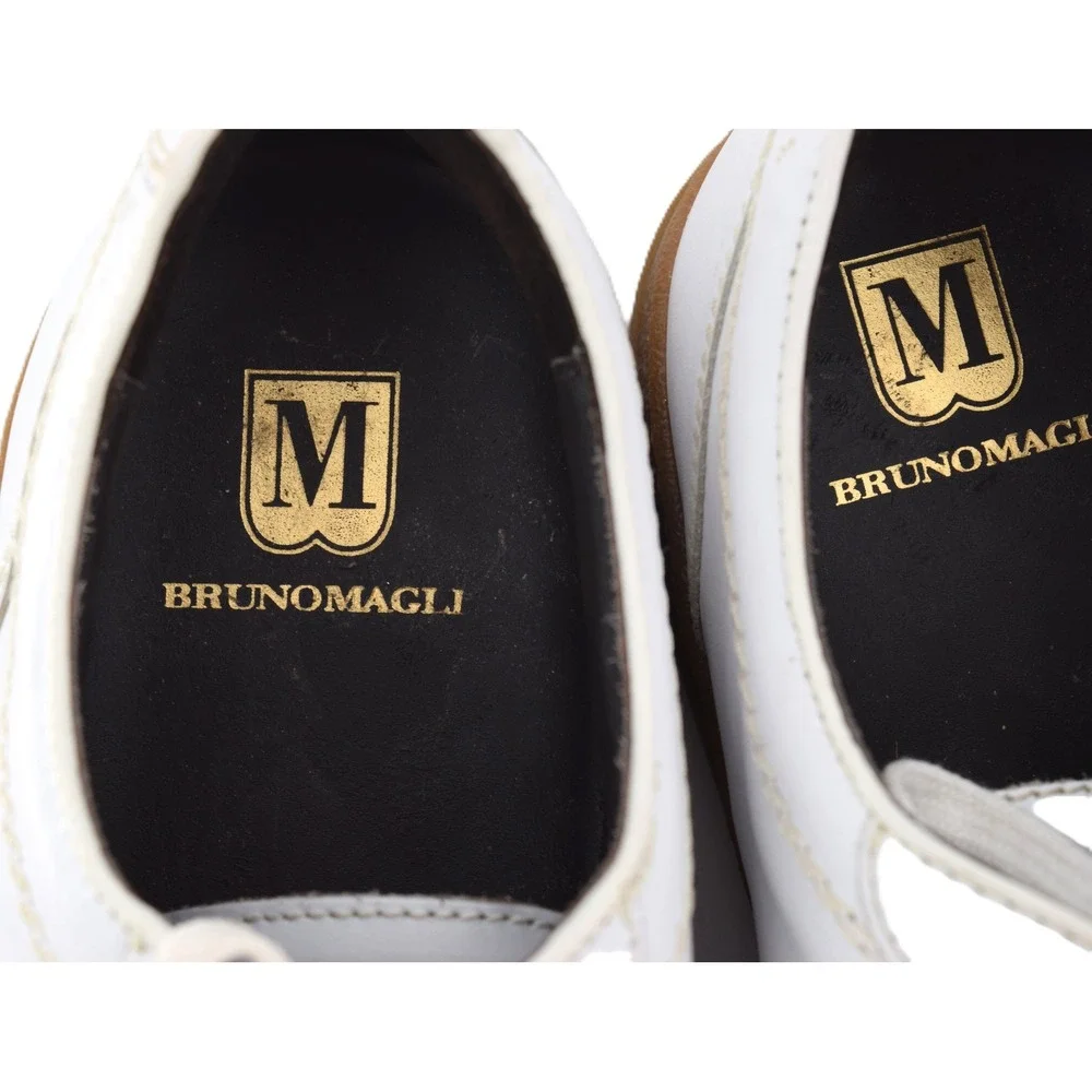 Bruno Magli Dominico Sneaker Mens 13 White Good Leather Low Top Gum Sole NWOT